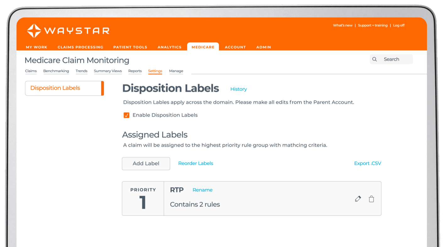 Medicare Claim Monitoring: 277 + Disposition Labels 