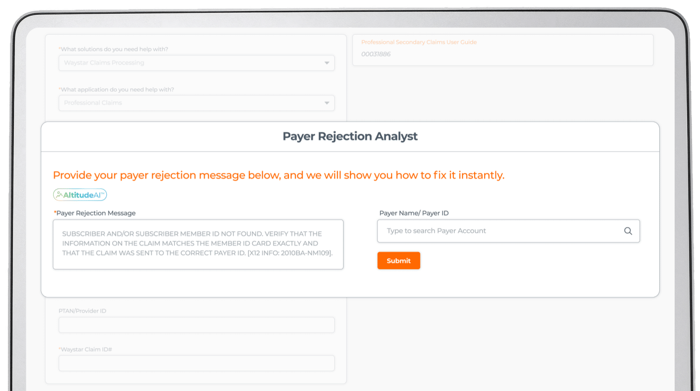 Payer Rejection Analyst in the Support and Training Center